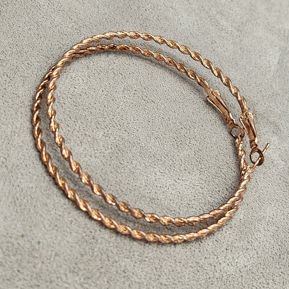 Hoop Earrings Golden Tone Dainty Twisted